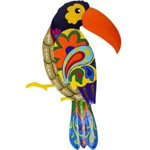 Large Metal Hornbill Wall Decor, Vivid Colorful Bird Art Wall Hanging